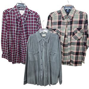 Flannel Plaid Corduroy Shirt Lot Mens Size Medium Vintage 90s